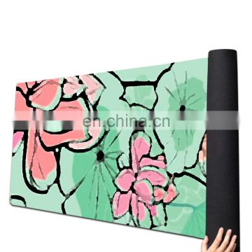 High quality nonslip custom print eco friendly suede natural rubber yoga mat