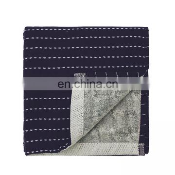 2018 High quality soft yarn- dyed unique dark blue striped style bath jacquard towels