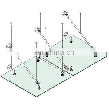 Wholesale Durable Glass Canopy Shade Awning with stainless Steel SUS304 316 Satin Polish