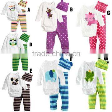 Infants Baby Color Stripe Long Sleeve Baby Cotton Clothes Baby Romper Toddlers Clothing Baby Set