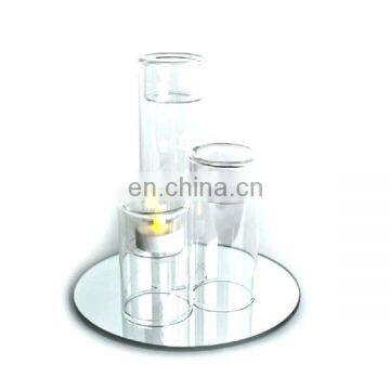 Round Mirror Candle Plate For Christmas Party Wedding Centerpieces