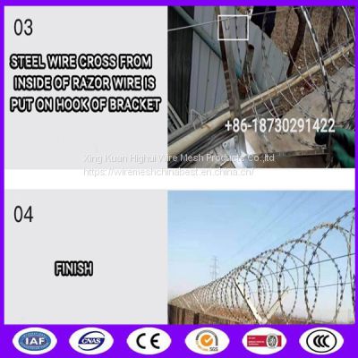 Razor Blade Fencing Spiral Razor Wire Military Barbed Tape Concertina Roll