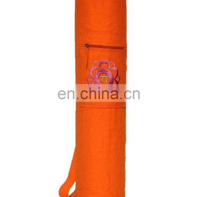 Washable 100% Cotton Canvas Embroidered Wholesale yoga mat carry bag