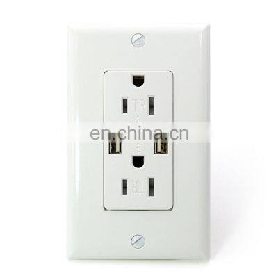 US Standard20A Wall Socket Dual USB Port Power Adapter Outlets