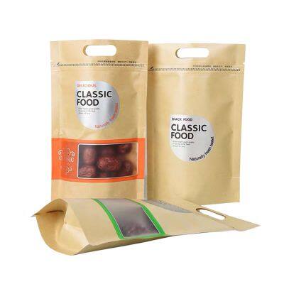 Snack Dried Fruit Tea Seeds Self Sealing Food Kraft Paper Package Bag