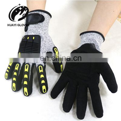 A5 Cut Resistant Anti-Impact Mechanic Sandy Nitrile Gloves CE EN388 4544