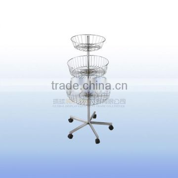 Metal wire display basket rack with stand