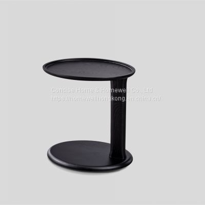 LT1528-3 modern side table Oval shape black matt solid wood side table