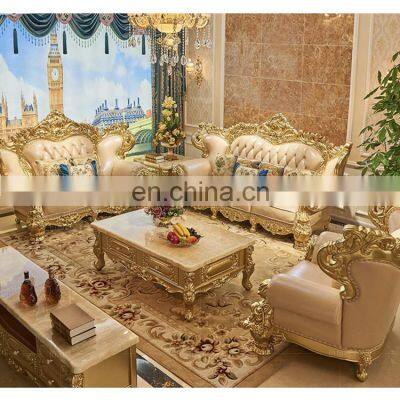 Hot Sales Antique Furniture European Style Genuine Leather Living Room Sofas Sets Sectionals