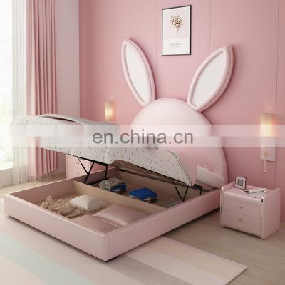 Rabbit Cartoon Princess Bed Children Bed Boys Girls Soft Bed