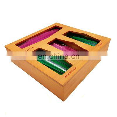 Bamboo Ziplock Bag Storage Organizer for Kitchen Drawer,Openable Top Lids Food Storage Bag Holders