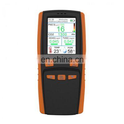 DM509 Handheld Indoor PM2.5 CO2 HCHO TVOC Temperature Humidity AQI Air Quality Monitor Detector