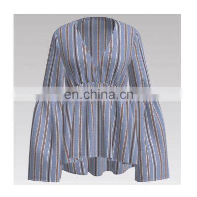 Stretch BCI Cotton Yarn Dyed Wrinkle Stripe Fabric for Dress and Shirt