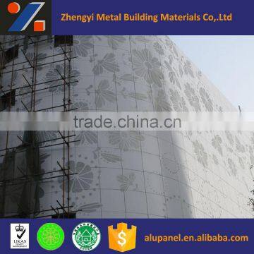 aluminum facade claading panel with delicate perforated floral patterns