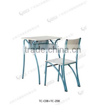 iron primary student pupil desk and chair TC-C08+TC-Z08-V for school furniture