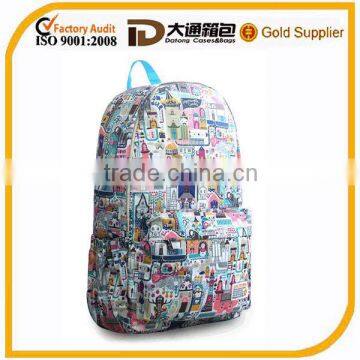 Light leisurely Korean fashion cartoon printing polyester laptop bag for lady