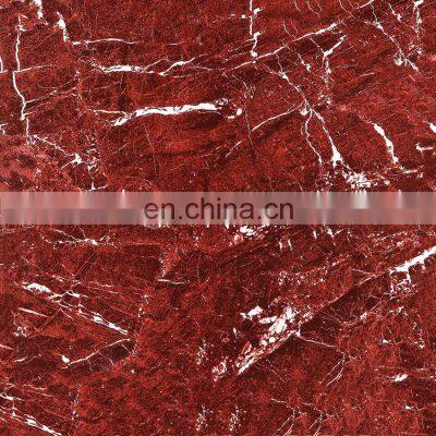 Artificial Dining Hall Floor Full Glazed Polished Faux Red Jade Marble Floor Tiles