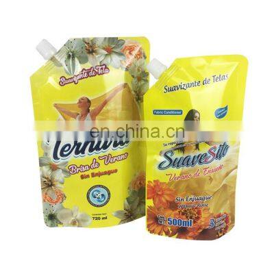 wholesale nylon washing power packaging free standing liquid plastic laundry detergent bag spout pouch with cap