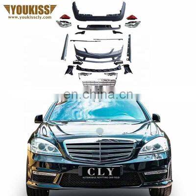 Ukiss Car Bumpers For Benz S-Class W221 Upgrade S65 AMG Body kits Front Bumper Grilles Side Skirt Rear Car Bumpers Diffusers lip