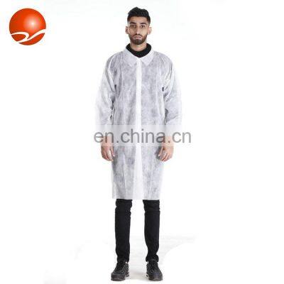 Disposable Non Woven Long Sleeve Protective Lab Coat with Collar