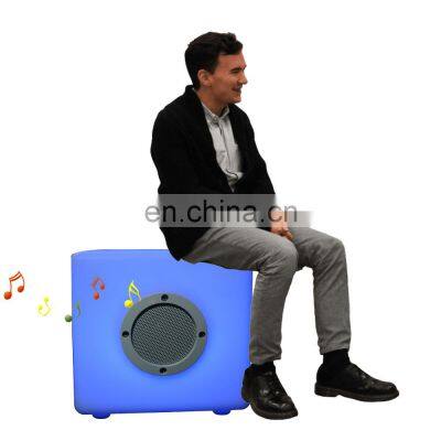 cube chair led sound speaker lamp Factory OEM ODM rechargeable cordless Portable plastic music speaker with led lighting