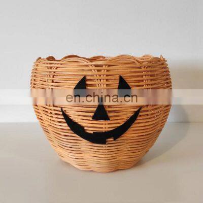 Set Round Pumpkin Basket Halloween Storage Basket Decorative Rattan Baskets Handwoven Wholesale