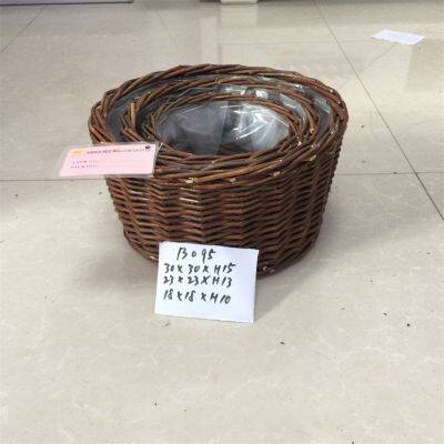 High Popularity Large Covered Green Storage Baskets Wicker Basket