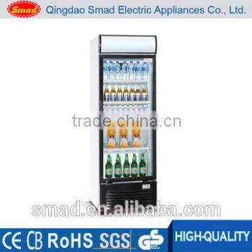 216L Upright glass door commercial electric display showcase for beverage with factory price