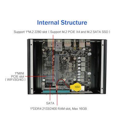 Partaker Fanless Mini Computer 10th Gen Intel Core i5 10210U 4k Mini PC 2 Lan RS232 Barebone PC With SIM Card Slot Windows 11 photo-5