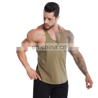 Solid Color Cotton Singlet Racer Back Comfortable Workout Running Tank Top Outdoor Sports Training Fitness Wear Clothes For Men