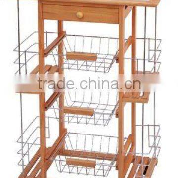 wooden kitchen trolley with ceramic tiled top