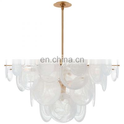 Handmade White Crystal Decorative Cloud Glass Pendant Lamp Elegant Minimalist Temperament Chandelier for Villa Warm White