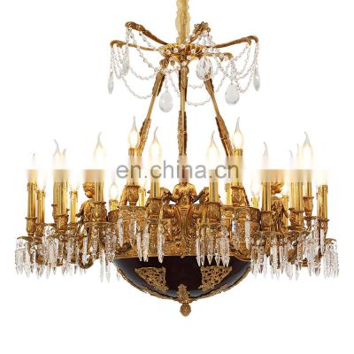 Elegant Copper Luxury Pendant Lights Led Brass Crystal Chandelier For Living Room