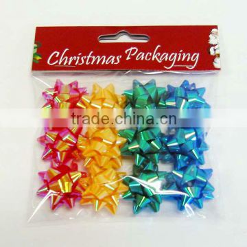 2" dia Christmas Decoration Rainbow Ribbon Bow, 12pcs in a poly bag