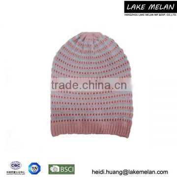 Best Seller Acrylic Knitted Beanie Hat With Lurex In Pink