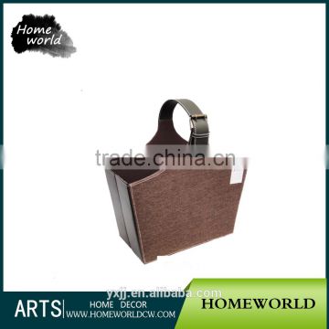 Durable Brown Cardboard and Leather Empty Gift Carrying Basket