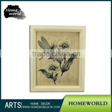 White Landscape Painting Dragonfly &Flower Picture Photo Frame