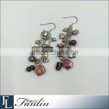 Vintage Folk Style Charming Freshwater Pearl Ear Pendant photo-2