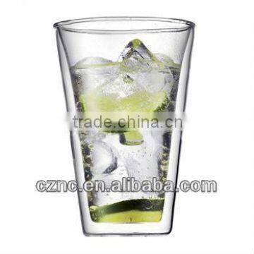 Beatiful Shape clear borosilicate double wall glass cup