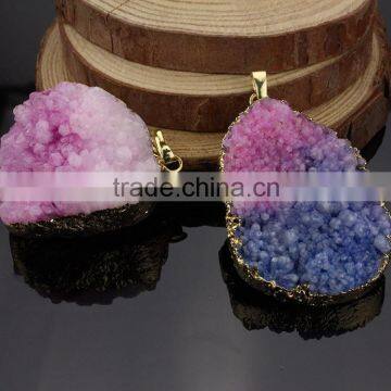 JF6782 Hot sale multicolor sparkly drusy druzy pendants