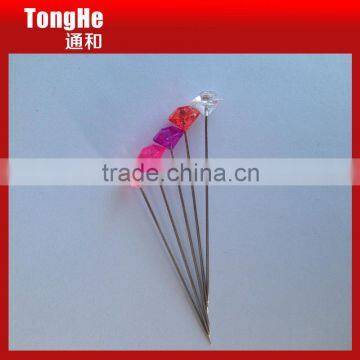 Colorful Plastic Crystal Diamond Stick Pin