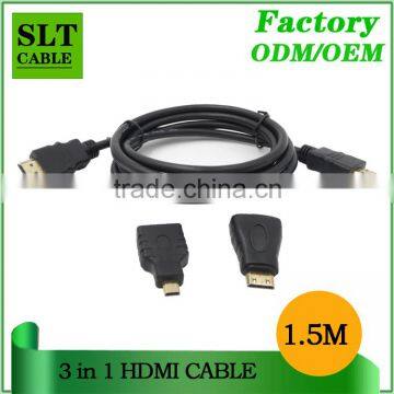 SLT 3 in 1 HDMI Cable to Mini HDMI / Micro HDMI Cable Adapter 1.4v 1080p