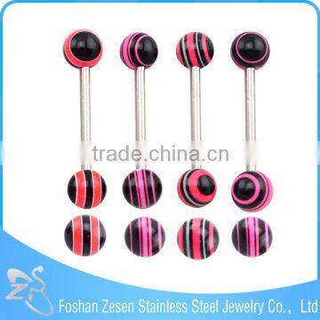Factory Direct Sale Surgical Steel Women Colorful Resin Ball Best Design Tongue Ring photo-3