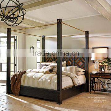 American style modern design bed Solid wood bed Four poster king size bed                        
                                                Quality Choice