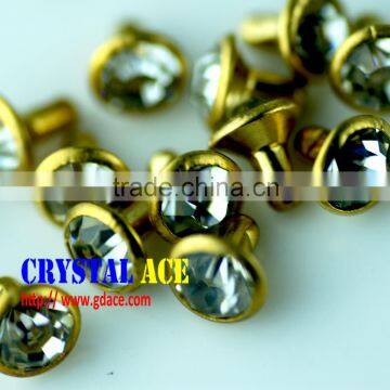 Wholesales crystal rhinestone decorative rivets, diamond rhinestone metal rivets for leather