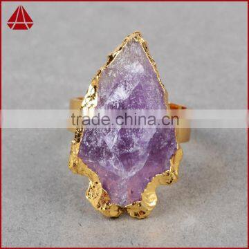 Natural Rough Stone Arrowhead Amethyst Ring photo-4
