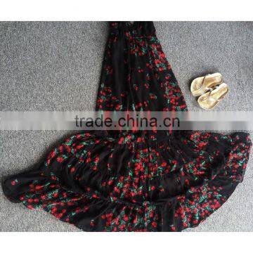 Big Bottom Floral Print Spaghetti Strap Chiffon Beach Maxi Dress Supplier's Choice photo-4