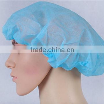 cheap medical non woven disposable blue bouffant cap with elastic