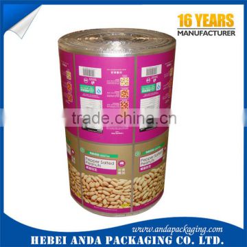 Plastic snack packaging roll film/dried fruit foil packaging bag /food packaging with window