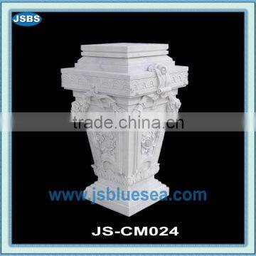 White marble column base beautiful carving